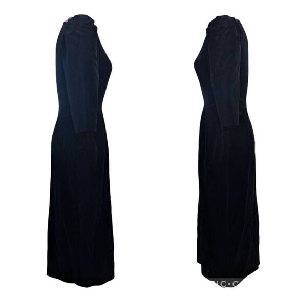 Vintage 80s 90s Jane Schaffhauser Black Velvet Formal Party Dress Crochet Size 4 - Picture 6 of 11